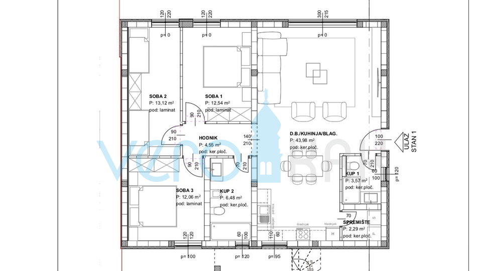 Otok Krk, Soline, stan u prizemlju od 100m2, 150m do mora, prodaja